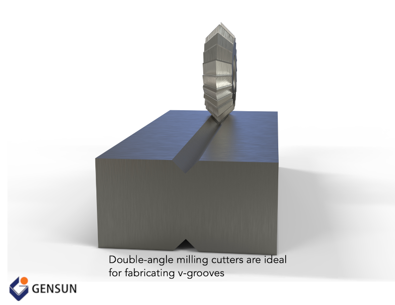 Fabricating v-grooves using the double-angle milling cutter